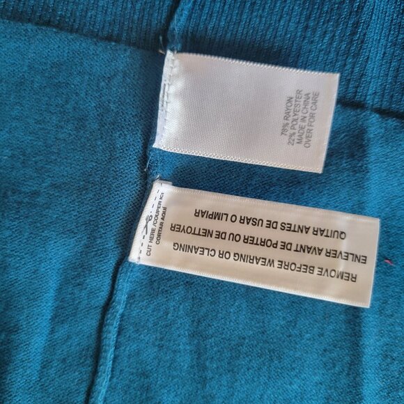 Relativity Teal Long Sleeve Open Cardigan Sweater With Lace-Up Sleeve Detail Siz - Picture 5 of 5